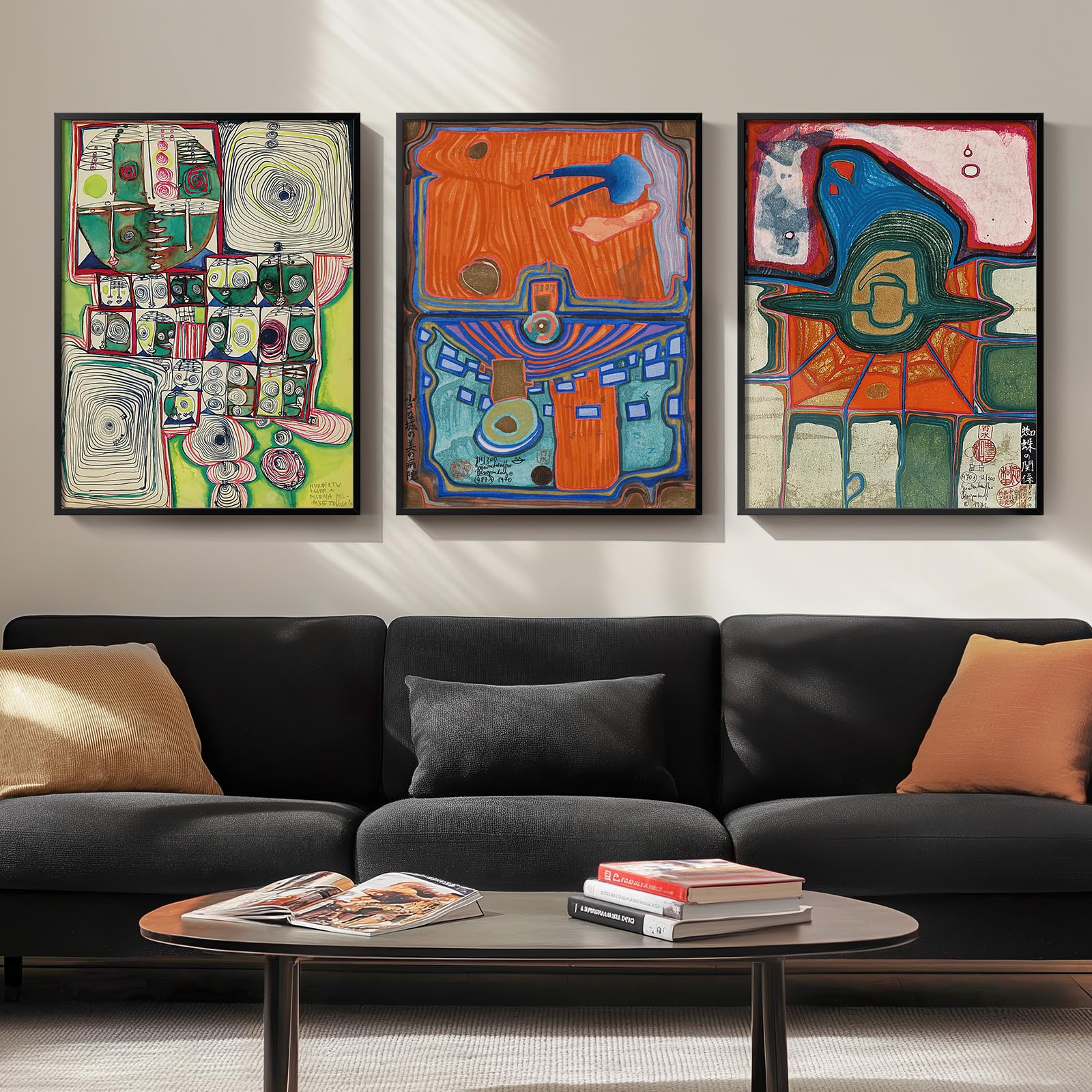 Amazon.com: Framed Colorful Abstract Wall Art, Set of 3 Mid